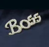 Bling Bling 18K Gold plaqué autrichien Crystal Letter Boss Broches for Men Women Wedding Jewelry Belle Cadeau entier SH8621180