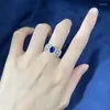 Кластерные кольца Полово сапфировое бриллиантовое кольцо Реал 925 Серебряное обручальное обручальное кольцо для женских свадебных украшений