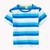 T-Shirts De Peach 2023 Yaz Okul Öncesi Renkli Çizgili T-Shirt Erkekler ve Kızlar İçin Uygun Pamuk Kısa Knolu T-Shirt Bebek Günlük Topl2405
