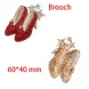 1/10/50 pieces/batch crystal red high heels Wizard of Oz shoes Rhinestone brooch womens gift 240430