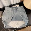 Юбки 2024 Женская летняя юбка Diamond Flash Cowboy Bustier Y2K Spicy Girl High Packe Thin Package Hip Jean Sexy A-Line