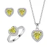 Anelli di cluster Anello di diamanti giallo a forma di cuore per donne 925 Silver Fashion versatile piccolo e minimalista