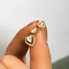 Orecchini per borchie AIDE 925 Sterling Silver 3pcs Set Oreno piercing a cuore vuoto lucido per donne 18k oro semplice gioielli di alta qualità di alta qualità