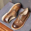 Chaussures décontractées en cuir souple hommes 2024 Noir Brown Style Men's Spring Automne Male mâle rond Derby Moccasins