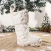 Christmas Decorations Party Decoration Ornament Hanging White Plush Stocking Gift Bag Home