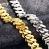 Hip Hop Punk Mens Amarelo Goldado 20mm Big SizeJewelry Sterling Sier Sier Colar Moissanite Chain Link Chain