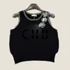 Women Summer New Side Strap 3D Flower Knitted Tank Top New Heavy Industry Hot Diamond 3D Camellia Knitted Tank Top