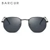 Barcur Classic Retro Reflective Sunglasses Homme Lunettes de soleil Hexagon Sunshes Metal Filear Sun Suns With Box Oculos de Sol Gafas 240510