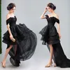 2021 Neue gotische schwarze Hochzeitskleiderkleider aus der Schulterspitze Organza informelle nicht weiße Braut mit Farbe billig 2523