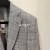 Men Blazers Winter Brioni Plaid Wool Silk en Cashmere Mixed Linen Jacket Coat