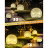 Gartenball Outdoor wasserdicht, 50 LED Cracked Gla Globe Solar Power Ground Lights für Path Yard Patio Rasen, Weihnachtsdekoration Landschaft warmes Weiß (2 Pack