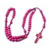 Colliers pendants Collier de chapelet coloré catholique pour femmes croix de croix de croix de corde tressé Chaîne Hommes de prière religieuse bijoux