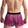 Underbyxor sissy klänning för män se genom underkläder ultratunna blommor spetsar underkläder kjolar crossdressing gaff andas andas