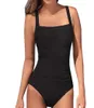 2020 Nouveau maillot de bain vintage One Piece Femmes Swimwwear Push Up Bathing Fssuile Contrôle du ventre ruché Monokini rétro Plus taille Beachwear MX7216303