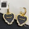 Crystal Heart Designer Earrings Pearl Studs Design Brand Letter Earring 925 Silver Plated Earring Fashion Women Wedding Jewelry Birthday Gift with Box