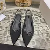 Top quality Silver buckle leather Silk Pointy toes slingback sandals pumps heel Kitten heels Dress shoes Stiletto heels Luxury designer shoes Dinner Office shoes sl
