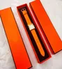 2021 Modedesigner Damen Watch Orange Quartz Bewegung Hochwertige Leder Frauen Handgelenk Uhr Montre de Luxe mit Orangen Box2538904