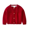 Jackets Girl Fashion Roupos Born Baby Coat Kids Outwear para a criança suéter vermelho branco 0-4y
