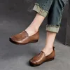 Casual schoenen Koznoy 2cm Ethnic Natural Lederen Leer Loafer Comfy Soft Well Fitting Women Leisure Flats Oxford Luxe herfst