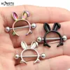 Anneaux de mamelon Hongtu 1 paire Vente chaude Rabbit Rague de mamelon Piercing Jewelry Punk 3 Couleur 316L en acier inoxydable Mélose de mamelon Bijoux pour cadeau Y240510