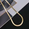 Hanger kettingen sterling sier goud 4 mm platte ketting ketting voor vrouwen fijne sieraden bruiloft geschenk choker sleutelbeen j230809