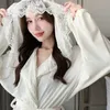 Kadınlar Robe Kış Kavumu Kadınlar Gevşek Kimono Batah Kapı Velvet Beyaz Flanel Dantel Nightgown Sonbahar Hoodies Nightwear Nightwear Casual Loungewear