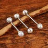 Nipple Rings Right Grand ASTM F136 Titanium Internally Threaded Nipple Straight Barbell with 5mm White Pearl 14G Tongue Ring Nipple Piercing Y240510