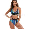 Swimwear féminin 2022 Nouveau bikini Stripe Slim Sexy Split Split Swimsuit sans acier Support Bikini féminin