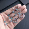 Tepelringen 4 stuks/batch hartvormige vlindernippel geperforeerde tepelringset 14g roestvrij staal blauw roze schild schild sieraden y240510