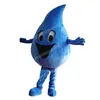Halloween Blue Water Drop Mascot Costume de desenho animado Toço de caráter Toço de traje de festa de festas de festas ao ar livre de Natal Roupas de publicidade promocional