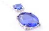 Luckyshine 12 Jóias de casamento em pedaços topázio azul suíço Oval Gemstone 925 colares de prata para mulheres Pendantschain New1265866