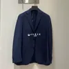 Uomini blazer inverno inverno in seta in lana blu navy bottl giacca