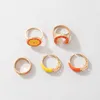 Cluster Rings 5pcs/sets Colorful Daisy Flowers Joint Ring Sets For Women Shiny Crystal Stone U Geometry Alloy Metal Jewelry Anillo