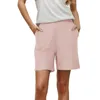 Frauen Shorts Casual Athletic Womens Button Solid hoher Taille Sommer Koreanische Baumwolle übergroß