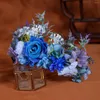 Saç klipleri moda mavi ipek çiçek headhoop yapay çiçekler kafa bandı çelenk çember kafa bantları tatil parti aksesuarları hediye
