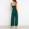 Women's Two Piece Pants Solid Color One Shoulder Strap Tie Jumpsuit Wide Leg Casual Fashion Elegant Sexy High Waist Slim Suit