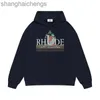 Luxe aanrecht Top Grade Designer Rhuder Hoodies Trendy Hiphop Fashion High Street Print Oversize Hoodie voor Paren Street Sunrise Sailboat Print Hood met logo