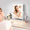 Компактное зеркала зеркало макияжа с освещением 3 цветовых режима Съемный 10 -кратный масштабный штриховой контроль 360 ° вращение белый Q240509