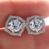 1ct okrągłe kolczyki Mossanite Studs Luksusowa biżuteria 925 STREBLING SREBRNY VVS MOISSANITE DIMENT EAR