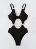 Costumi da bagno femminile da bagno con un pezzo da bagno femminile 2024 bordo sexy a costola con fionda nera monokini svuoto di bagno da bagno