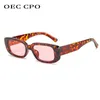 Sunglasses OEC CPO Small Square Sunglasses for Women Plastic Frame Orange Gradient Sunglasses for Women Trent Brand Designer Eyeglasses UV400 J240508