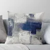 Kissen blau grauer abstrakter Wurf Cover Luxus Marmorabdeckungen für Sofas