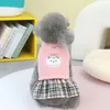 Vêtements pour chiens hiver en peluche de animaux de compagnie en peluche robe d'ours blanc chiot jupe princesse mignonne avec boucle de traction