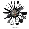 Orologi da parete Calcola di registrazione in vinile Orologio moderno Design Spoon Fork Decorazione Kitchen Orologio Retro Home Q240509