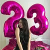 Party Dekoration Riese Rosa Rose Number Balloons Mylar Folie groß 10 11 16 30 40 50 60 Helium Ballon Geburtstag Mädchen Geschenk