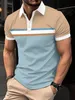 Mens Summer Leisure Business Shortsleeved Color Polo Shirt Beach Style Fashion Mens Lapel Button Tshirt 240430