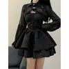 Robes sexy urbaines noires sexy lolita robe femme gothique rétro mini robe harajuku halloween costume de jeu de rôle à manches longues robe fée femme d240510