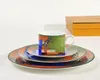 High-end Qianmantu Series Bone China Coffee Double Cup Saucer Mug Western Cuisine Plate Suit European Light Luxury Tableware