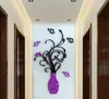 크리스탈 아크릴 3D 꽃 꽃병 벽 스티커 미러 유리 벽지 아트 벽화 데칼 보라색 레드 DIY 공예 홈룸 장식 6033637