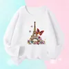 Camisetas de camisetas da moda Tower Eiffel Torre impressa Meninas T-shirt Spring e Autumn Cotton Top T-shirt Casual Manga longa T-shirtl2405